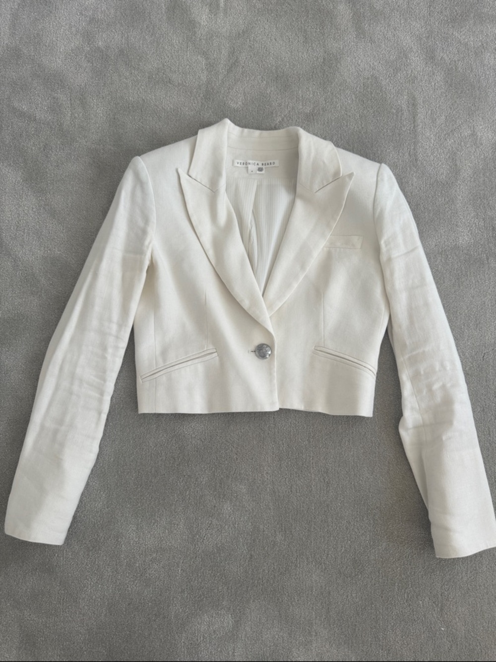 Veronica Beard white Cropped Single-Button Blazer, size 4